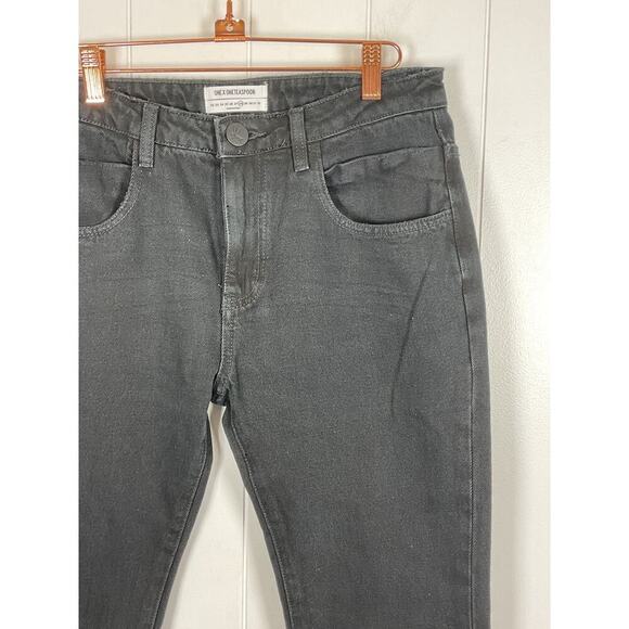 One Teaspoon Kicks Low Waist Kick Flared Denim Jeans - Black Oak Size 28 AU NWT - Picture 2 of 9